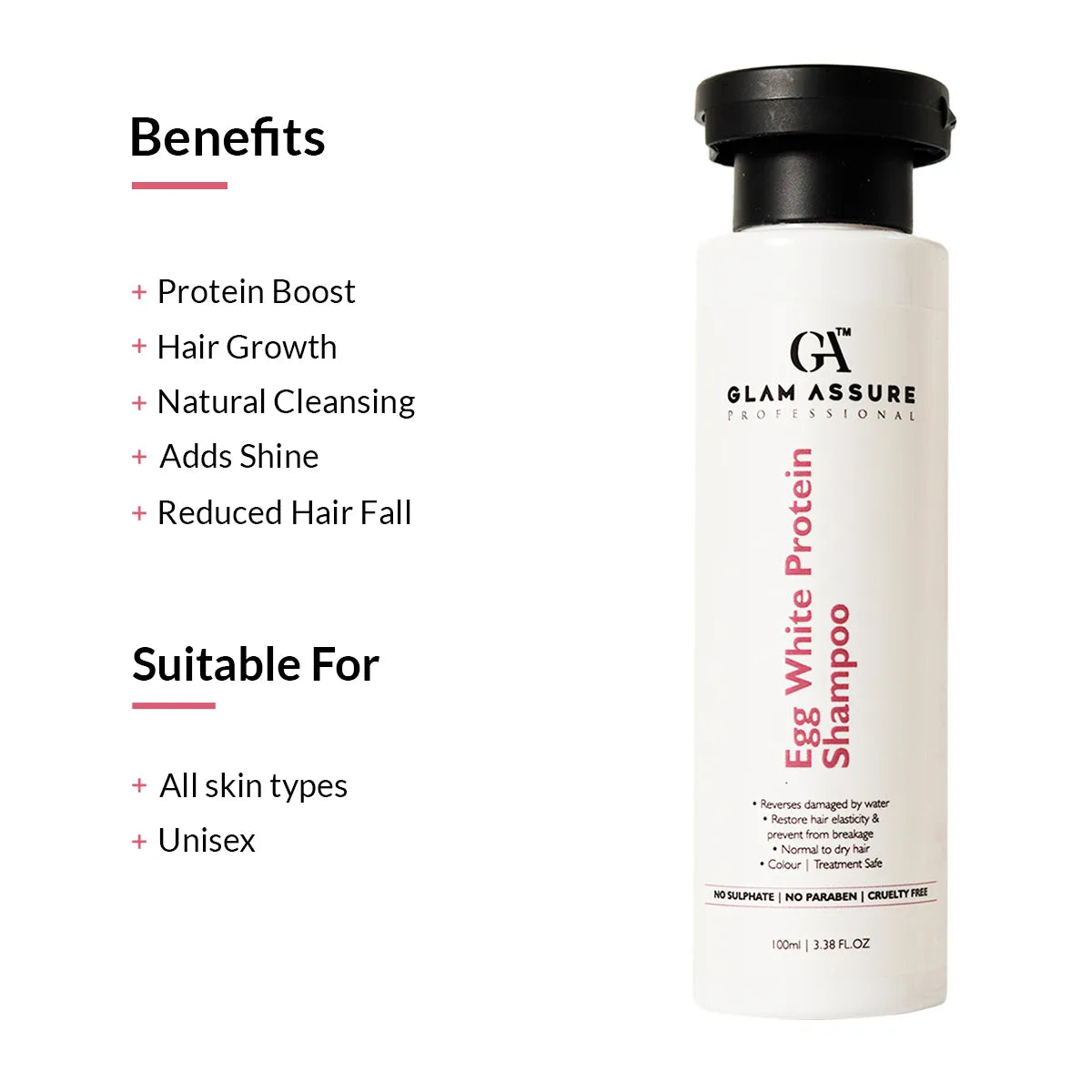 Egg White Protein Shampoo | For Hairfall, Damaged & Chemically Treated hair | 100ml
